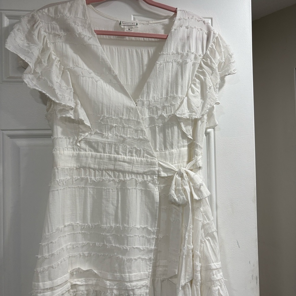 Love Riche White Ruffled Wrap Mini Dress - Picture 5 of 12